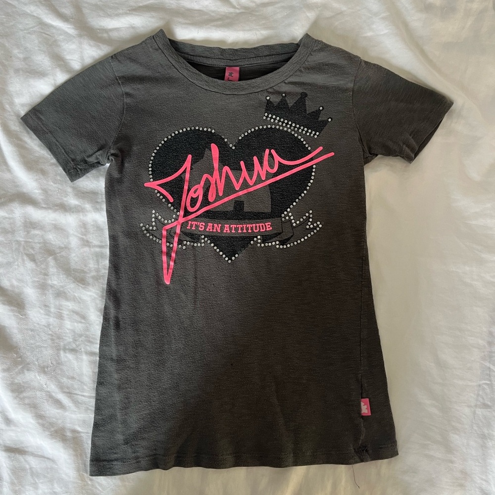 Y2K OG joshua peretz gray and pink baby tee
